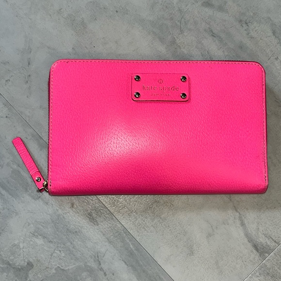 kate spade Handbags - Kate Spade  Long Wallet  zippy large Hot pink  genuine leather   beige interior